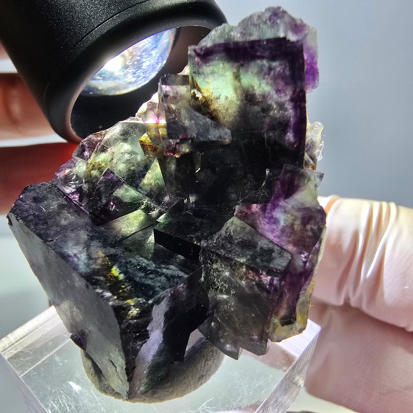 Phantom Fluorit Würfel Stufe, parkettiert grün lila Okorusu, Namibia 39*33*19mm