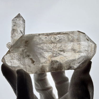 Quartz fumé squelette Enhydro DT, calcite UV, 3x Bubble Valentine Pocket Namibie 121 x 76 x 35 mm 