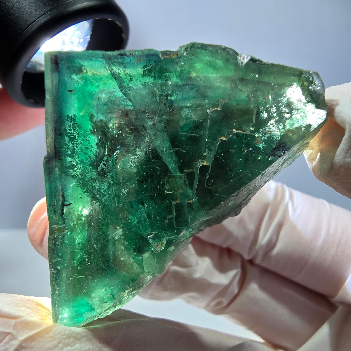 Spécimen de cube de fluorite fantôme, parqueté vert violet Okorusu, Namibie 43*42*32 mm 
