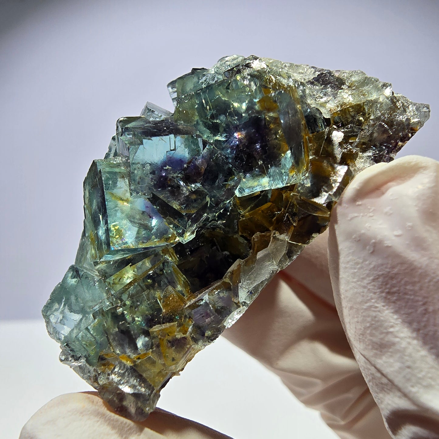 Spécimen de cube de fluorite fantôme très clair parqueté Okorusu, Namibie 49*36*26mm 