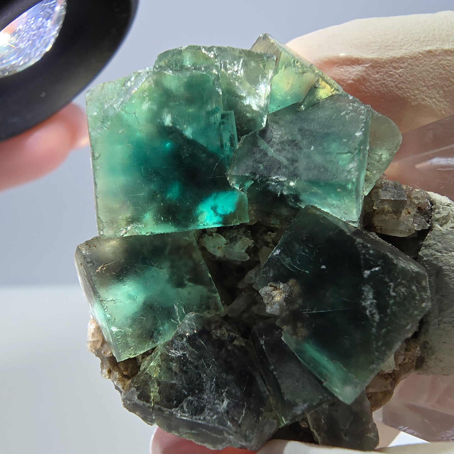 Phantom Fluorit Würfel, Quarz Stufe, grün Okorusu, Namibia 39*32*13mm