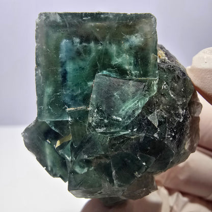 Rare cube de fluorite fantôme, spécimen de quartz vert Okorusu, Namibie 44 x 41 x 39 mm 