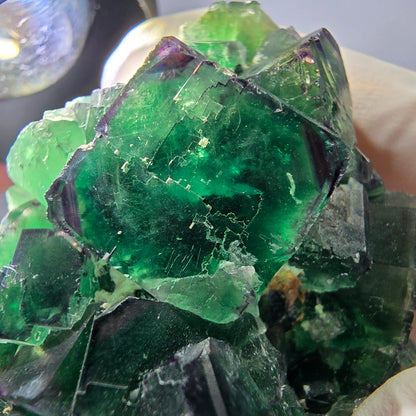 Spécimen de cube de fluorite fantôme, parqueté, zonal Okorusu, Namibie 70*45*26mm 