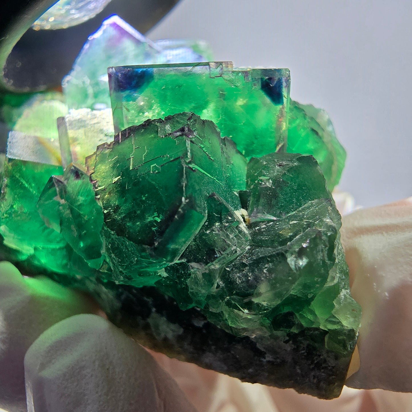 Spécimen de cube de fluorite fantôme, parqueté, zonal Okorusu, Namibie 70*45*26mm 