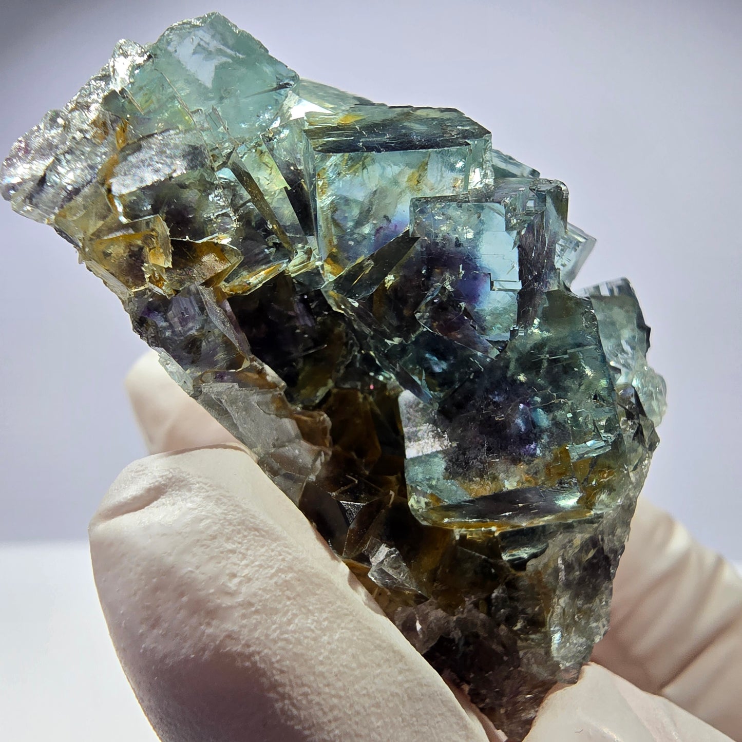 Spécimen de cube de fluorite fantôme très clair parqueté Okorusu, Namibie 49*36*26mm 