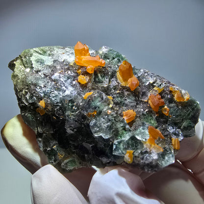 Cube de fluorite fantôme, spécimen de quartz ferreux rouge, Okorusu, Namibie, 58 x 38 x 19 mm 