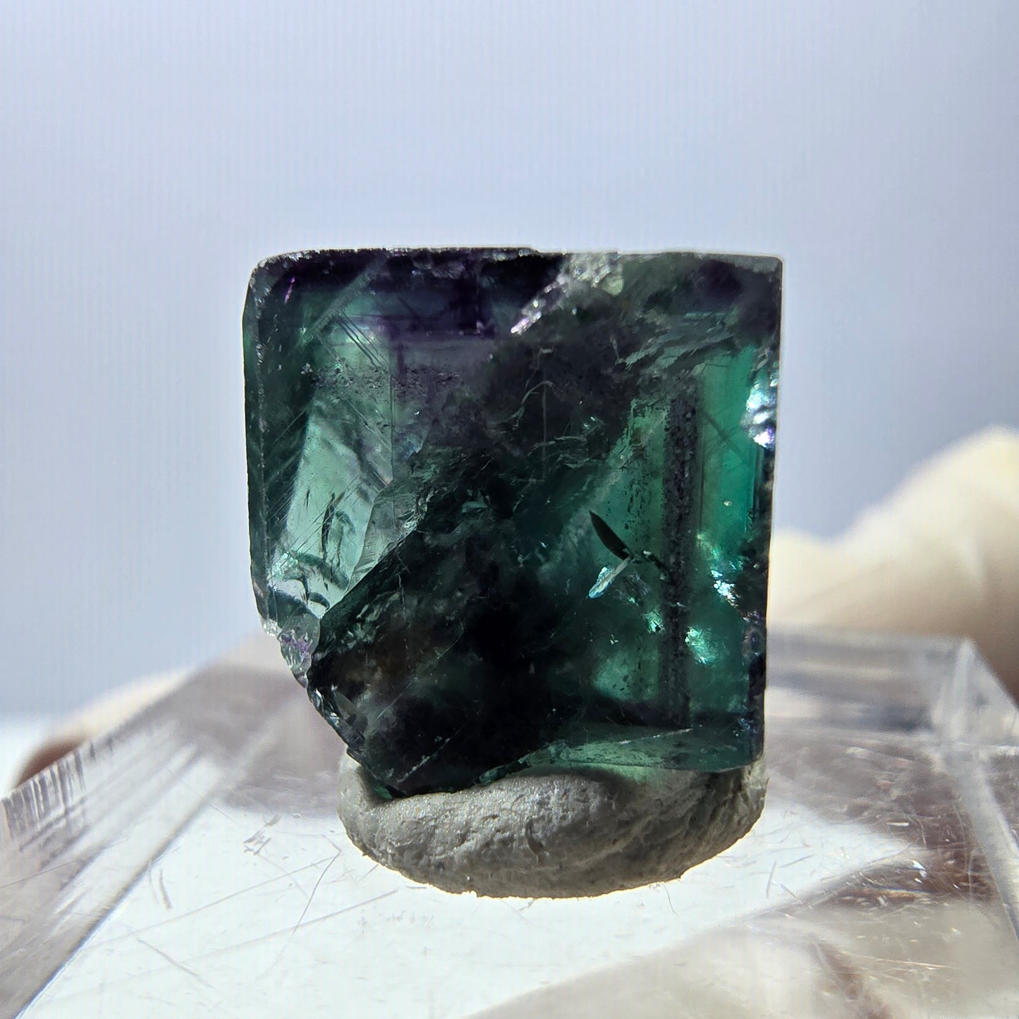 Phantom Fluorit Würfel Stufe, parkettiert grün lila Okorusu, Namibia 14*13*12mm