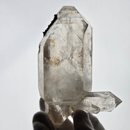 Quartz fumé squelette Enhydro DT, calcite UV, 3x Bubble Valentine Pocket Namibie 121 x 76 x 35 mm 