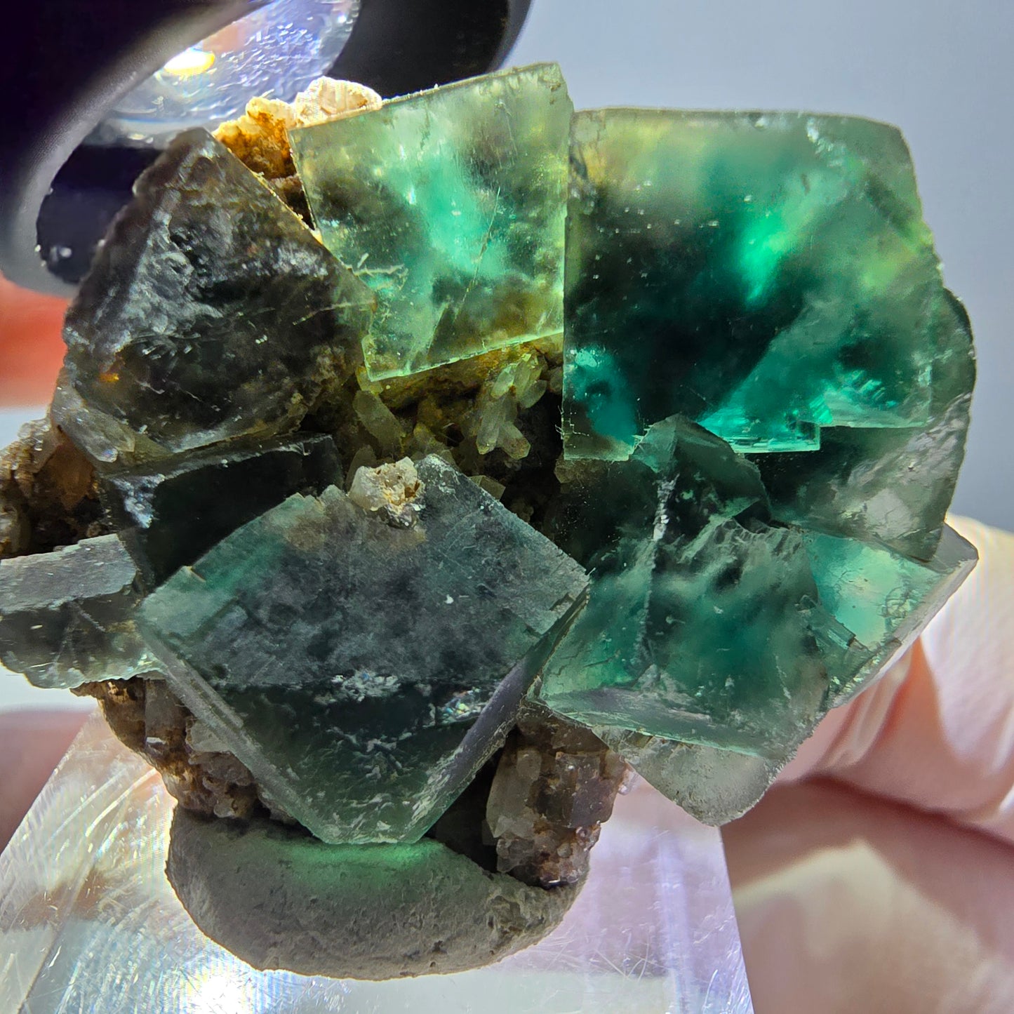 Phantom Fluorit Würfel, Quarz Stufe, grün Okorusu, Namibia 39*32*13mm