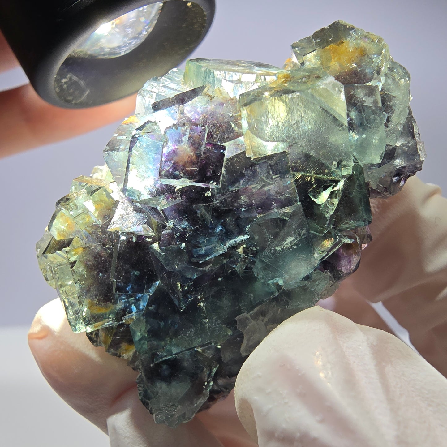 Spécimen de cube de fluorite fantôme très clair parqueté Okorusu, Namibie 49*36*26mm 