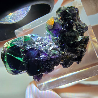 Phantom Fluorit Würfel Stufe, grün lila Okorusu, Namibia 24*19*16mm