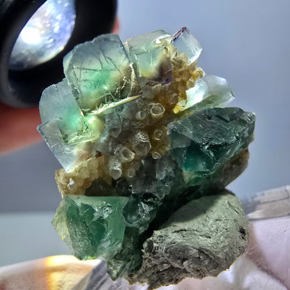Phantom Fluorit Würfel, Quarz Stufe, grün Okorusu, Namibia 37*30*27mm