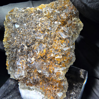 Cube de fluorite Zonar transparent, niveau violet jaune Okorusu, Collection namibie 61*54*17mm