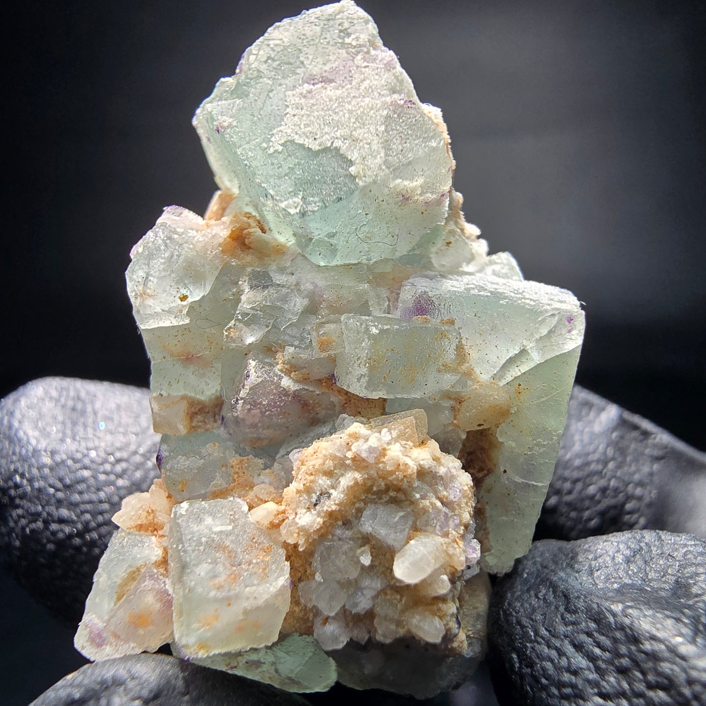 Zonare Fluorite cube vert violet quartz spécimen Omehane, Namibie 34*26*21mm collection