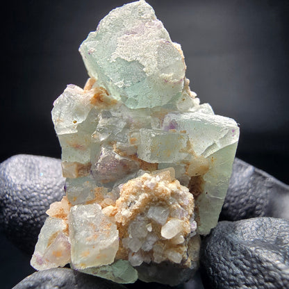 Zonare Fluorite cube vert violet quartz spécimen Omehane, Namibie 34*26*21mm collection