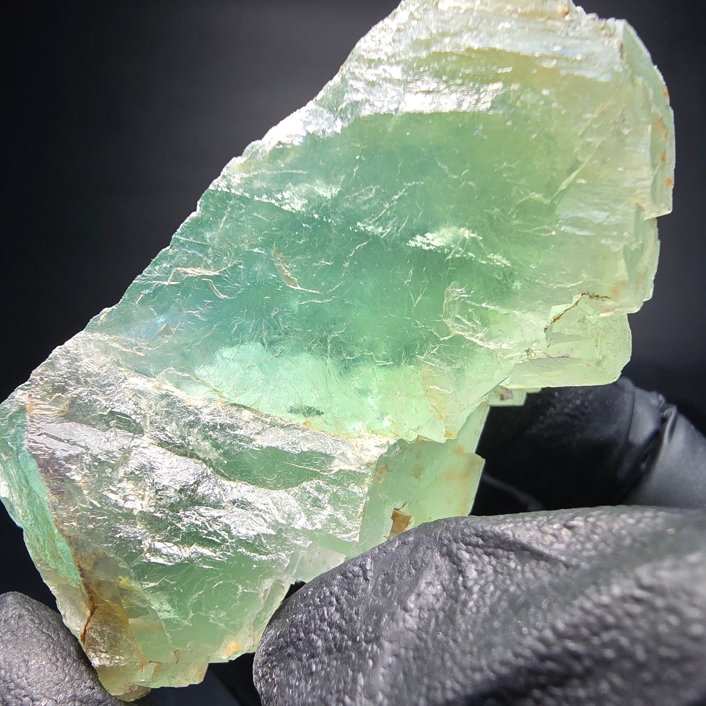 Cube de fluorite fantôme étagé vert turquoise Omehane, namibie 62*25*30mm
