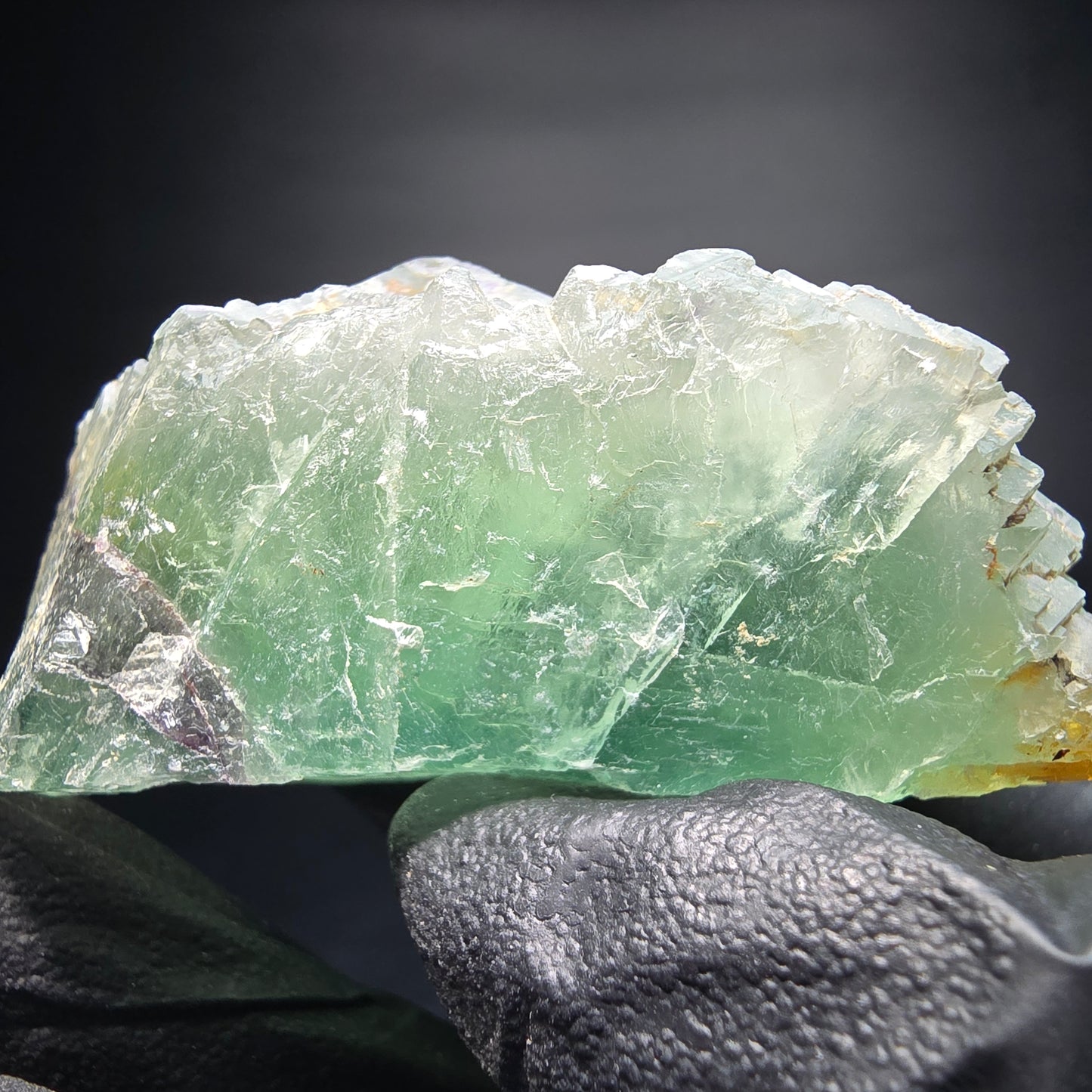 Cube de fluorite fantôme étagé vert turquoise Omehane, namibie 62*25*30mm