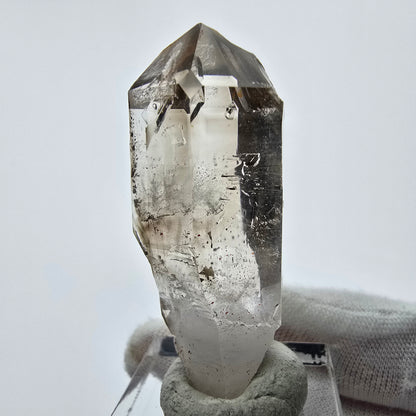 Enhydro Phantom Smoky Quartz Sceptre Tip 2x Bubble Goboboseb, Namibie 47*17*17mm 