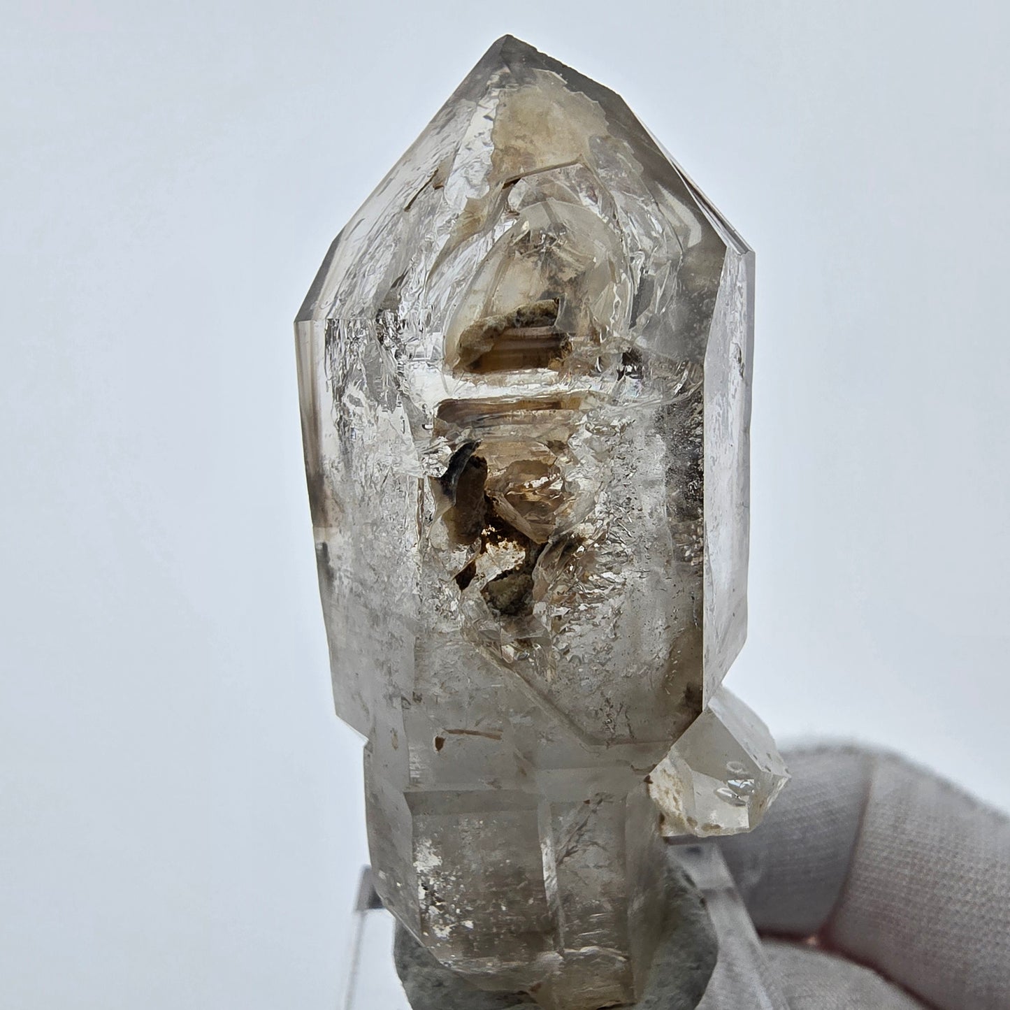 Enhydro Phantom Smoky Quartz Sceptre Tip 2x Bubble Goboboseb, Namibie 61*27*22mm 