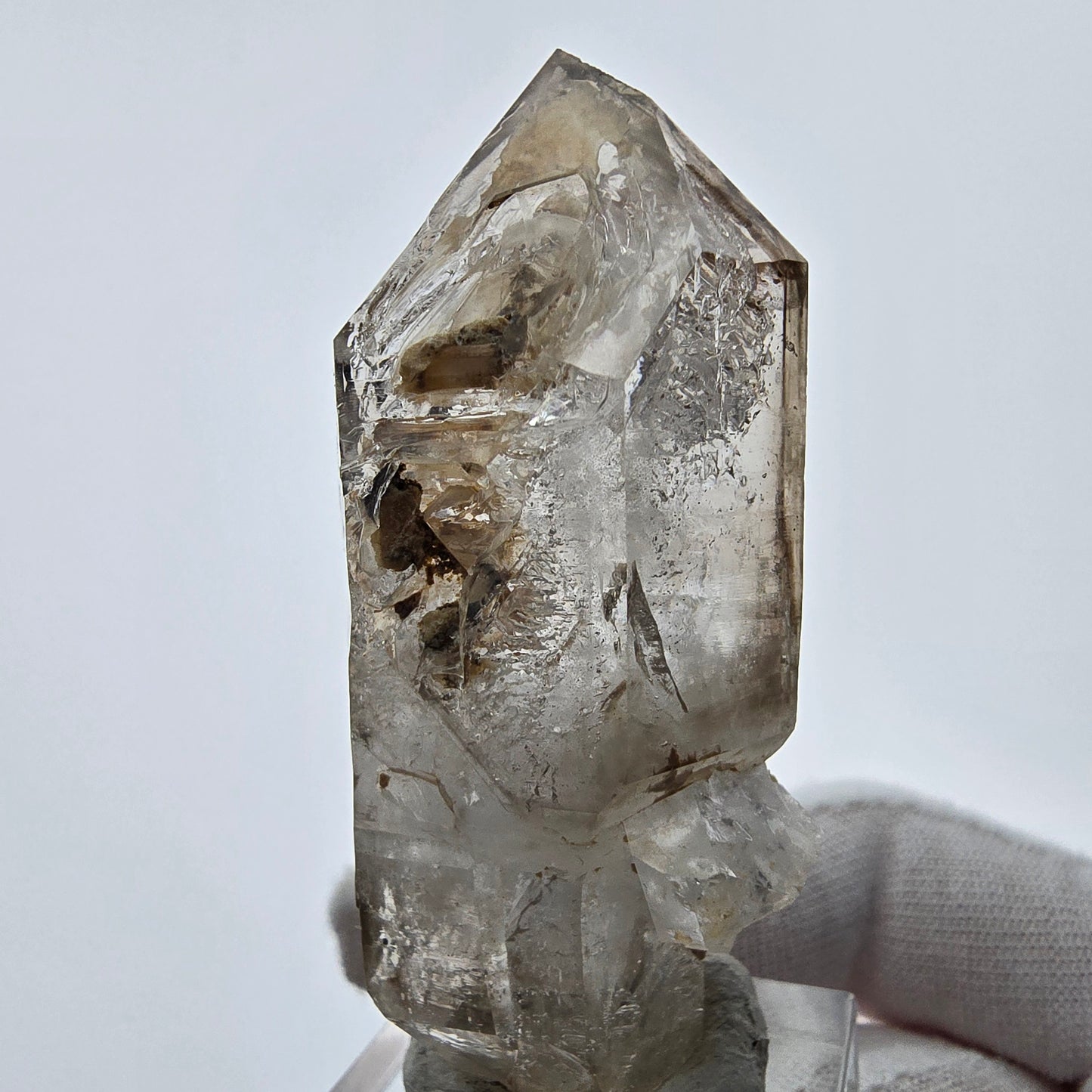 Enhydro Phantom Smoky Quartz Sceptre Tip 2x Bubble Goboboseb, Namibie 61*27*22mm 