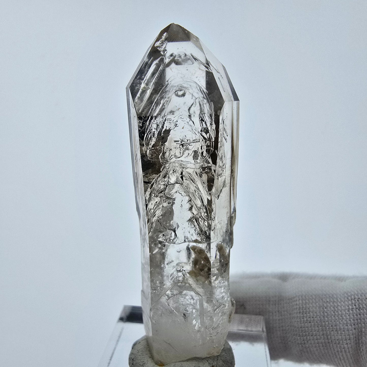 Enhydro Phantom Smoky Quartz Sceptre Tip 1x Bubble Goboboseb, Namibie 53*16*13mm 