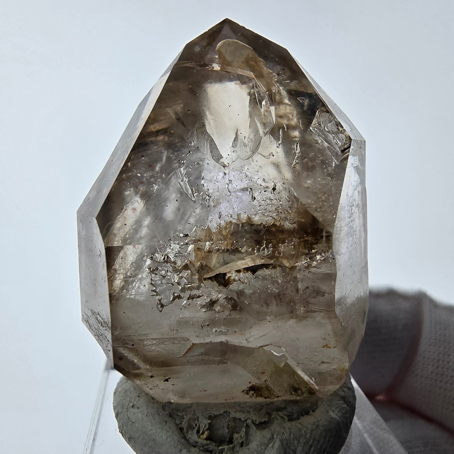 Enhydro Phantom Rauchquarz Zepter Spitze 1x Blase Goboboseb, Namibia 39*29*22mm