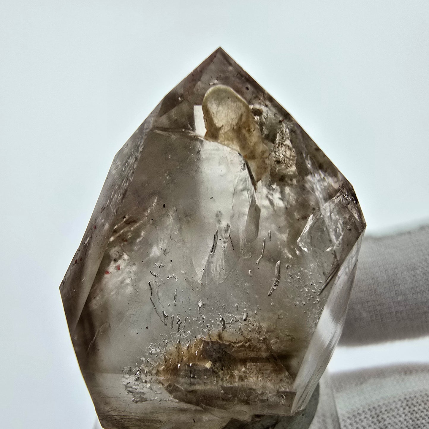 Enhydro Phantom Rauchquarz Zepter Spitze 1x Blase Goboboseb, Namibia 39*29*22mm