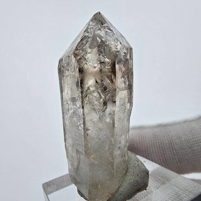Enhydro Phantom Smoky Quartz Sceptre Tip 1x Bubble Goboboseb, Namibie 43*21*14mm 