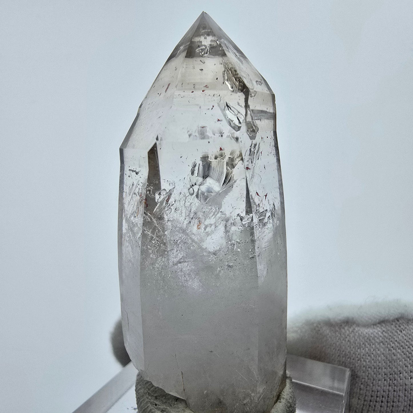 Enhydro Phantom Smoky Quartz Sceptre Tip 1x Bubble Goboboseb, Namibie 45*23*16mm 
