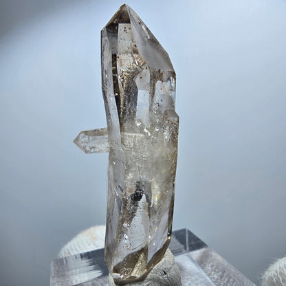 Sceptre en quartz fumé fantôme transparent, amas de Goboboseb, Namibie, 43 x 23 x 16 mm 