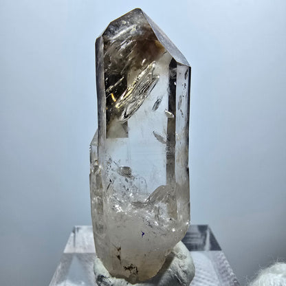 Pointe de quartz fumé fantôme Enhydro, 1x Bubble Goboboseb, Namibie 40 x 15 x 10 mm 