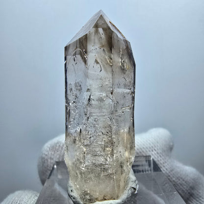 Pointe de quartz fumé Enhydro Phantom, 1x Bubble Goboboseb, Namibie 39*16*16mm 