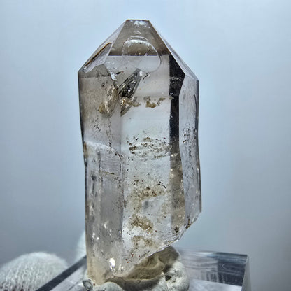 Pointe de quartz fumé Enhydro Phantom, 1x Bubble Goboboseb, Namibie 39*16*16mm 