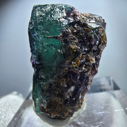 Spécimen rare de cube de fluorite fantôme zonal vert violet Okorusu, Namibie 29*25*16mm 