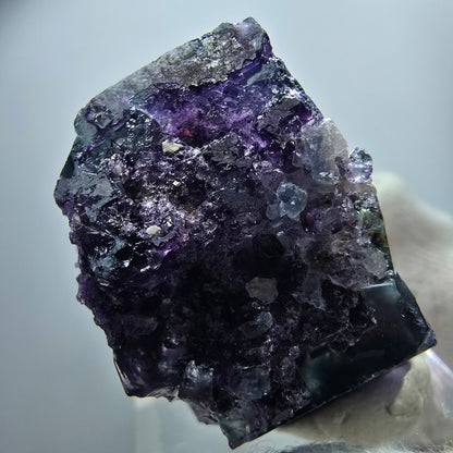 Spécimen rare de cube de fluorite fantôme, vert zonal et violet, Okorusu, Namibie, 31 x 24 x 21 mm 