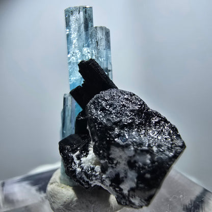 Seltener Aquamarin X mit Schörl Turmalin Erongo, Namibia 26*20*12mm