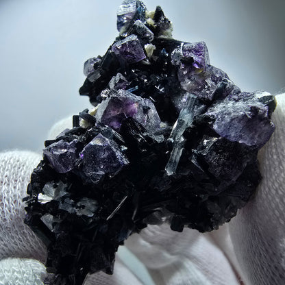 Bunte Phantom Fluorit Würfel Muskovit Schörl Turmalin Erongo, Namibia 51*37*21mm
