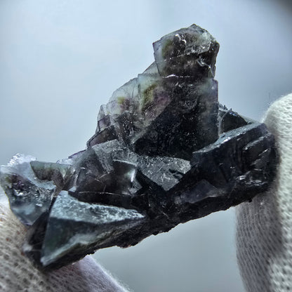 Bunte Phantom Fluorit Würfel, Hyalit, Schörl Turmalin Erongo, Namibia 41*32*17mm