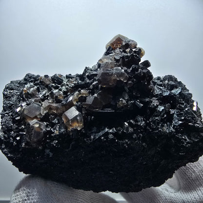 Phantom Fluorit Würfel braun, Schörl Turmalin Stufe Erongo, Namibia 81*49*36mm
