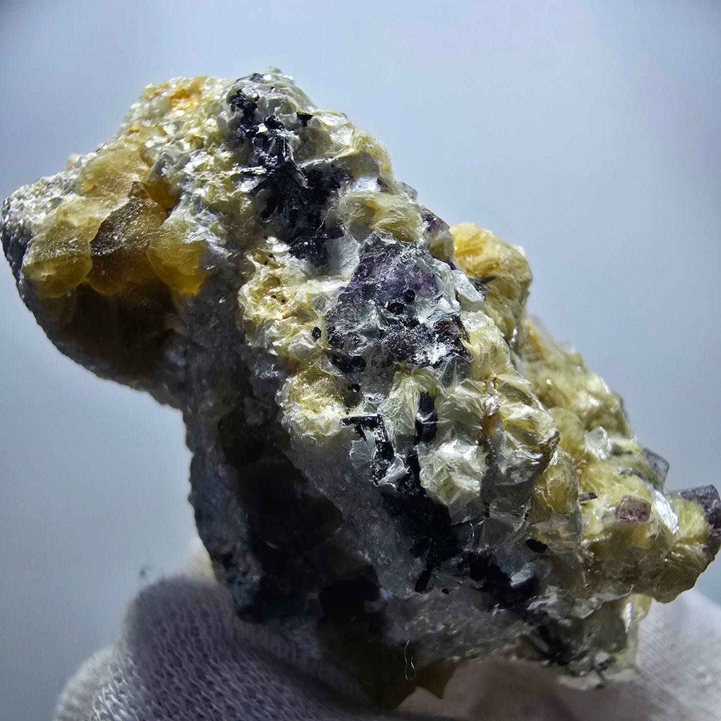 Colorful Phantom Fluorite Cubes Hyalite Muscovite Schorl Erongo, Namibia 67*55*35mm 
