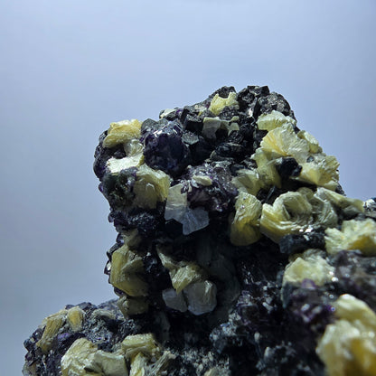 Fluorite fantôme colorée, tourmaline schol, muscovite, quartz fumé, Erongo, Namibie, 99 x 80 x 51 mm 