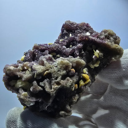 Rare spécimen de fluorite fantôme, muscovite, vert-violet, Erongo, Namibie, 82 x 56 x 49 mm 