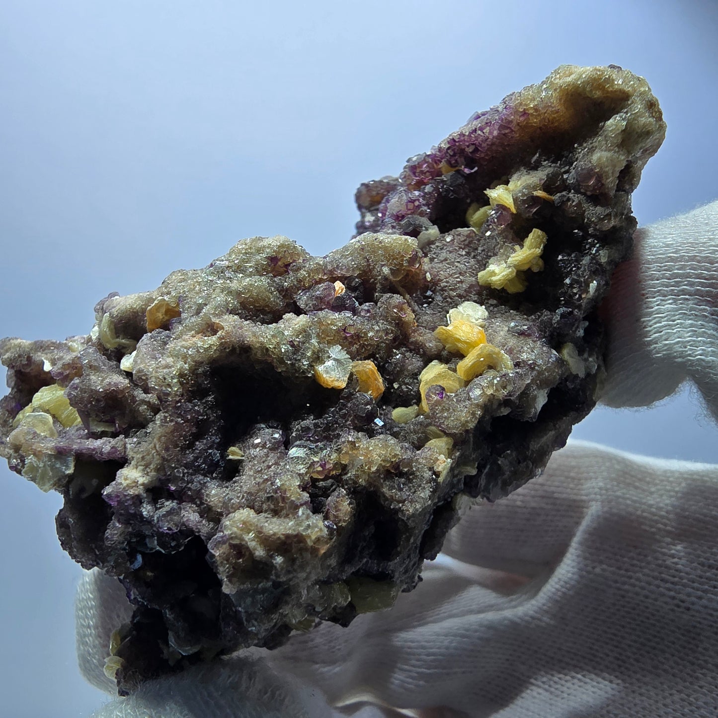 Rare spécimen de fluorite fantôme, muscovite, vert-violet, Erongo, Namibie, 82 x 56 x 49 mm 