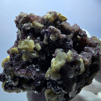 Rare spécimen de fluorite fantôme, muscovite, vert-violet, Erongo, Namibie, 82 x 56 x 49 mm 