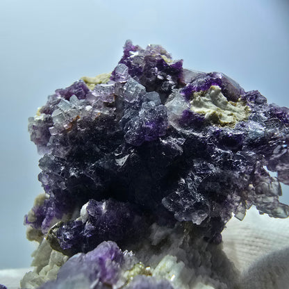 Cube de fluorite fantôme, hyalite, spécimen d'orthose, Erongo, Namibie, 73 x 52 x 49 mm 