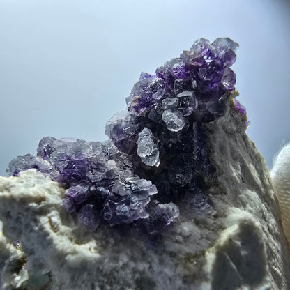 Cube de fluorite fantôme, hyalite, spécimen d'orthose, Erongo, Namibie, 73 x 52 x 49 mm 