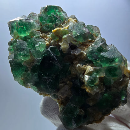 Cube de fluorite fantôme zonal, spécimen de muscovite, Erongo, Namibie, 75 x 49 x 41 mm 
