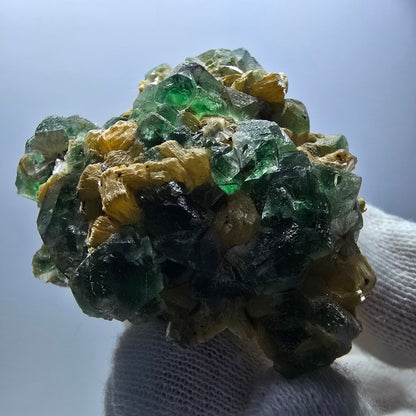 Cube de fluorite fantôme zonal, spécimen de muscovite, Erongo, Namibie, 75 x 49 x 41 mm 