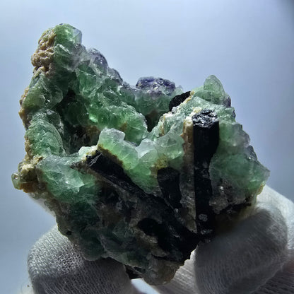 Cube de fluorite fantôme zonal, spécimen de muscovite, Erongo, Namibie, 63 x 50 x 43 mm 