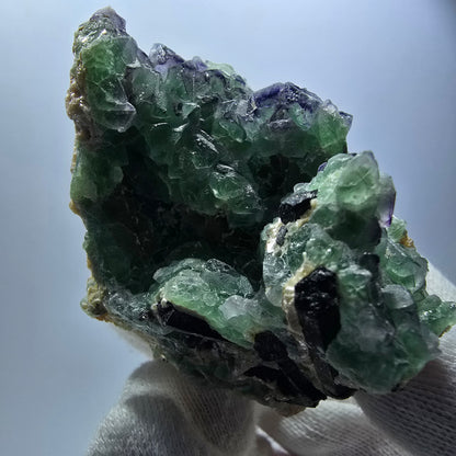 Cube de fluorite fantôme zonal, spécimen de muscovite, Erongo, Namibie, 63 x 50 x 43 mm 
